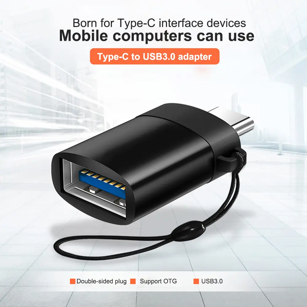 OEM OTG Adapter USB 3.0 Female to USB Type C 5GB/s Speed - US154 - Black Aluminium Flashdisk Penyimpanan Storage