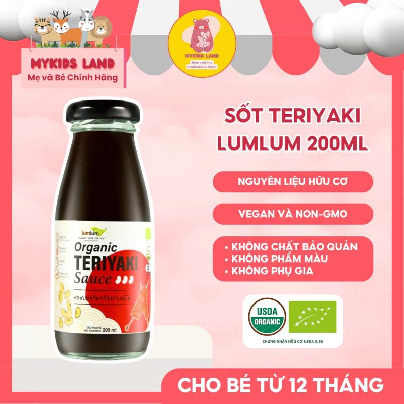 Gia Vị - Nước Sốt Teriyaki Hữu Cơ LumLum Thái Lan Cho Bé Ăn Dặm Từ 12M+ Chai 200ml