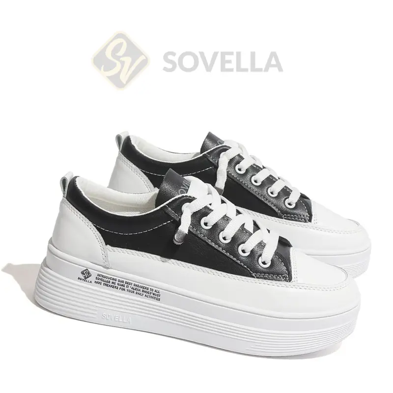 SOVELLA Alexa Sepatu Sneakers Olahraga Sport Kets Putih Hitam Wanita Karet Casual Shoes 5