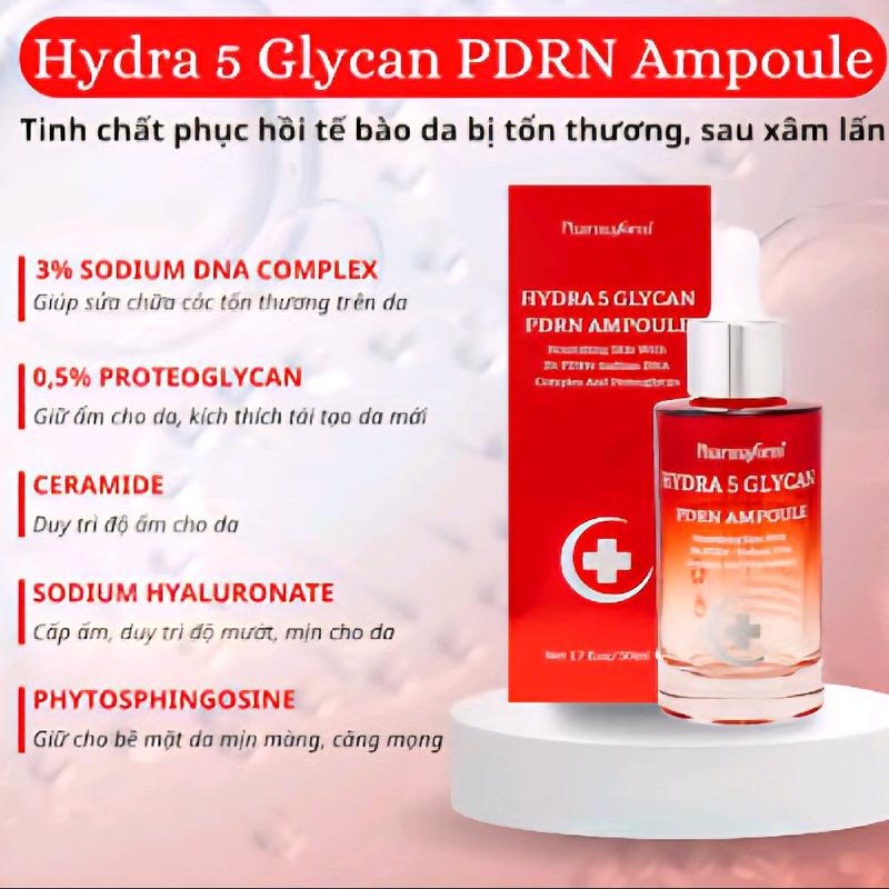 Serum Hydra 5 Glycan PDRN Cấp Ẩm Phục Hồi Phù Hợp Cho Da Thường Xuyên Treament,Pell,Lesar
