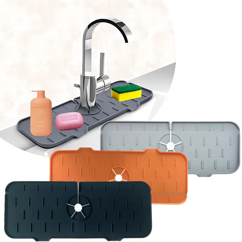 Product Introduction of Kitchen Silicone Faucet Absorbent Mat Sink Splash Catcher Countertop Protector Mat Draining Pad for Kitchen Gadgets Bathroom Accessories 7