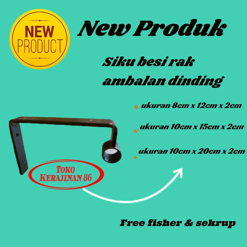 Siku penyangga rak dinding multifungsi bahan besi strip plat+pipa 1