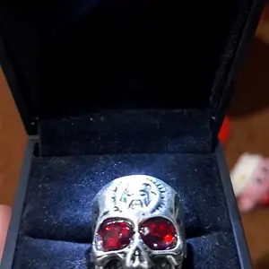 Liui Cincin Bentuk Tengkorak Fashion Trendi Bertahtakan Batu Vintage Ruby untuk Pria Alloy Material No.7 No.8 No.9 Size U.S. Diameter Circumference Gift Idea Halloween Birthday  Men  Ring