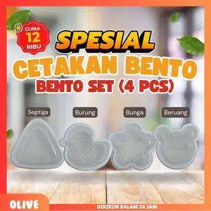 (Isi 4 motif) Cetakan Nasi Bento Sushi Onigiri Anti Lengket Desain Kartun Gaya Jepang Untuk Dapur