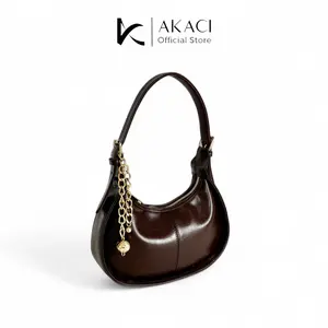Shoulder bag wanita ARUNA Akaci 09-8398 Bahan lexus 1 ruang Terbaru Half moon bag murah mewah tas cewek lucu simpel polos tas pesta Selempang