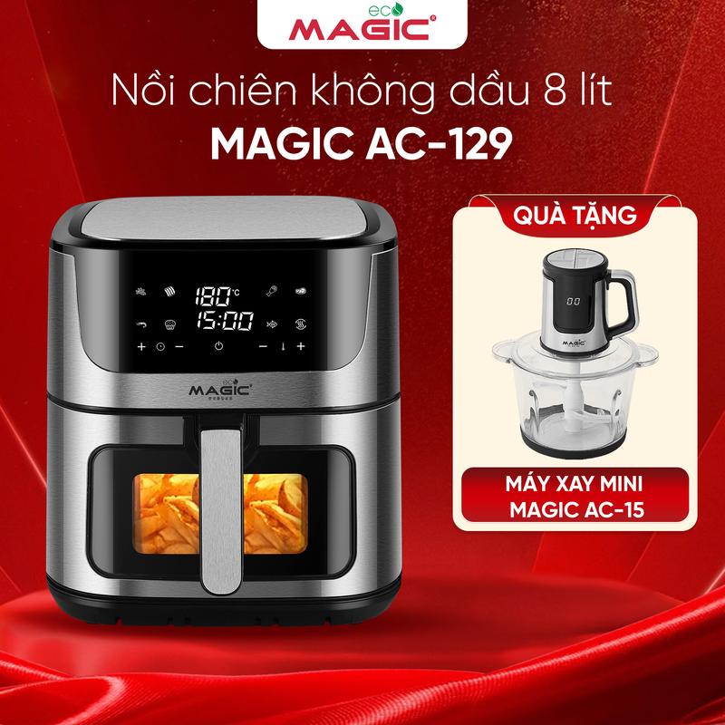 Nồi chiên không dầu Magic Eco AC-129, dung tích 8L, cửa kính trong suốt, công suất 1800W, công nghệ Rapid Air, bảo hành 24 tháng