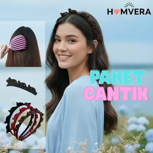 BANDO VIRAL JEPIT RAMBUT KOREA SET Bahan Beludru Premium 2in1 Solusi Rambut GRATIS SISIR Fashion Wanita
