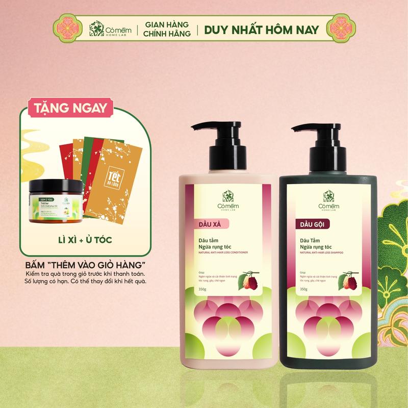 Combo Dầu Gội Xả Dâu Tằm Giúp Ngừa Rụng Tóc Cải Thiện Tóc Hư Tổn Cỏ Mềm 700ml - Quà tặng ý nghĩa