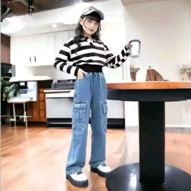 CELANA FASHION ANAK PEREMPUAN CARGO USIA 4-13 TAHUN / KULOT JEANS ANAK VIRAL TERBARU 3