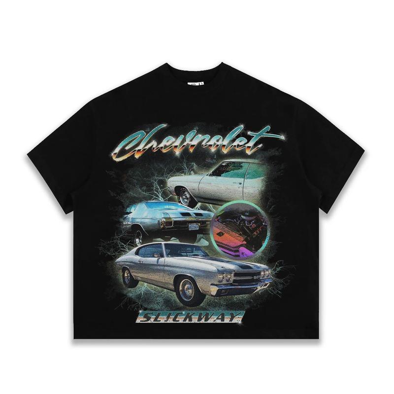 SLICK - Áo Thun Form Big Boxy"CHEVROLET" 100% - Local Brand THE SLICK WAY UNISEX