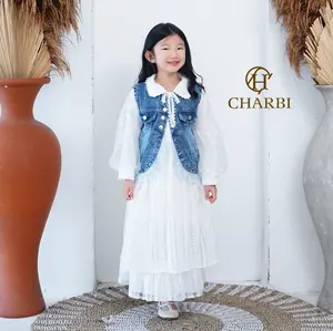 RACHEL DRESS - 2 IN 1 JEANS VEST WITH 2 LAYERED MALIKA LACE ANAK ANAK - CHARBI
