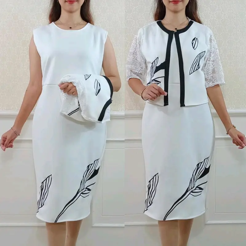 Dress 9502 *ROMPI LEPAS* Original Bordir  Mat: Scuba + Brukat LD : 100 - 110  | PB : 100 1