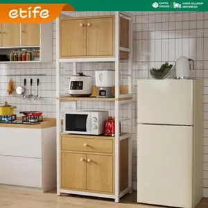 etife Rak Dapur/Lemari Dapur Dengan Pintu/ Rak Penyimpanan /Microwave Oven Rak /Multi-Lapisan Lemari