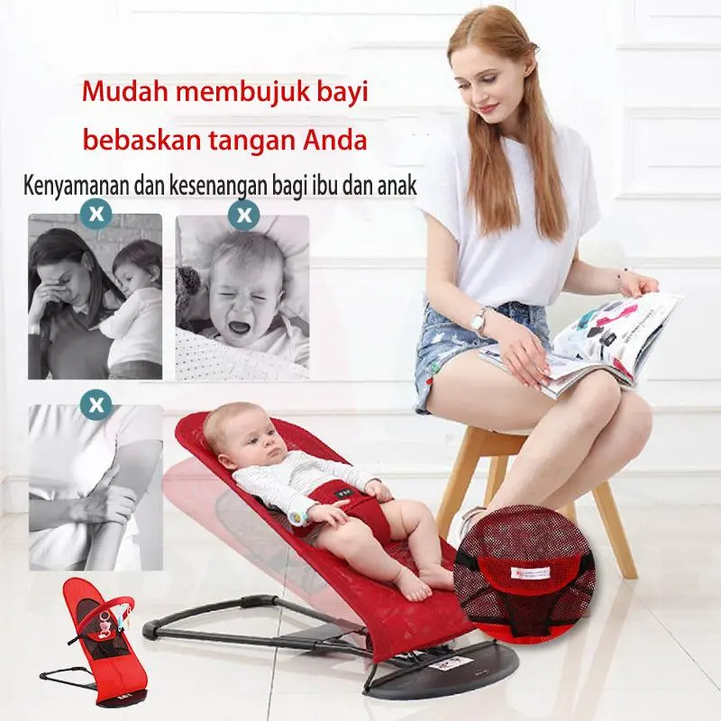BEIGE Bouncer Bayi Lipat Bergoyang dengan Tempat Tidur Bayi Goyang dan Mainan Anak Laki-Laki dan Perempuan Anak-Anak 3