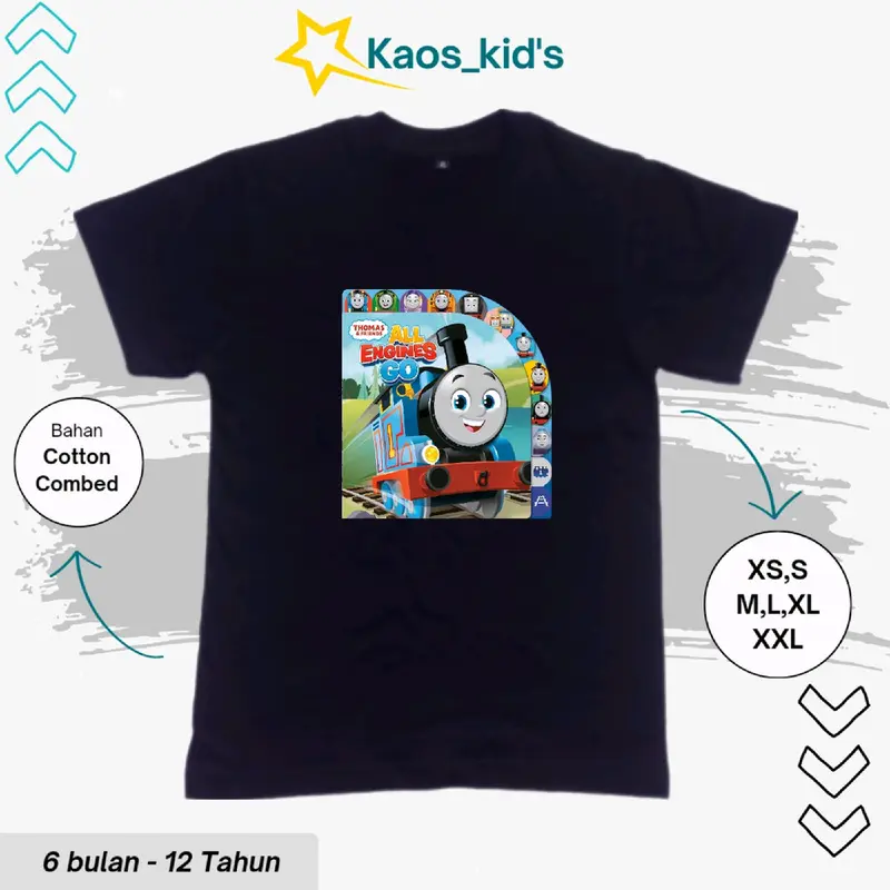 Kaos Distro Katun// Kaos Anak Distro Premium Karakter Kereta Thomas Baju Fashion anak 1