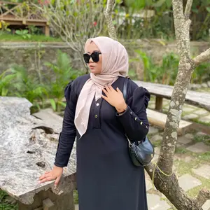 Gamis knitt busui premium warna hitam terbaru