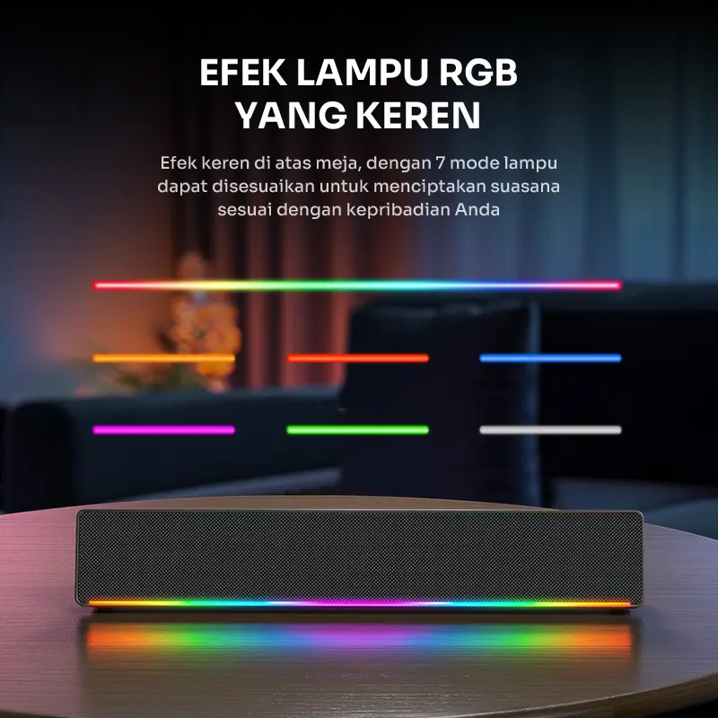 Robot RB680 RGB Lightshow Bluetooth Soundbar Speaker 10W Dual Channel Stereo 4 Speaker USB Micro SD Card Aux 3.5mm- BISA COD Speaker Wireless Bass 6