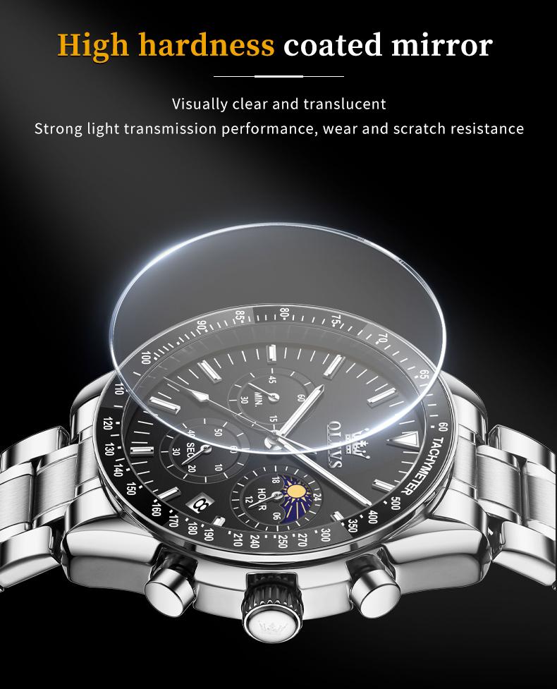 Product Introduction of OLEVS Men's Multifunction Steel Watch | Swiss Quartz + Sapphire Glass | 30M Waterproof & Luminous Dial | Business Minimalist Model 3618 8