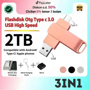 [3in1] 2TB Anti Air untuk Penyimpanan Komputer OTG Warna Hitam Pink Silver type portable flashdisk  type-c mobil 2tb original game android ps4 Merah flashdisk storage  external  iphone Dapat Menyimpan Video dan Foto