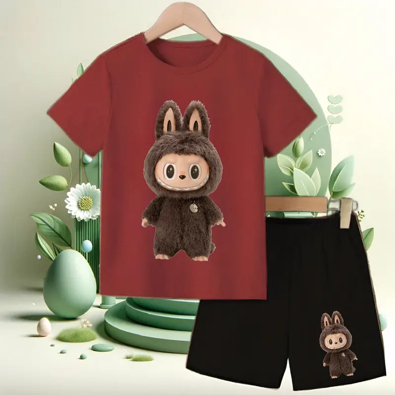 baju anak setelan karakter labubu coklat-anak cowok cewek Fashion 4