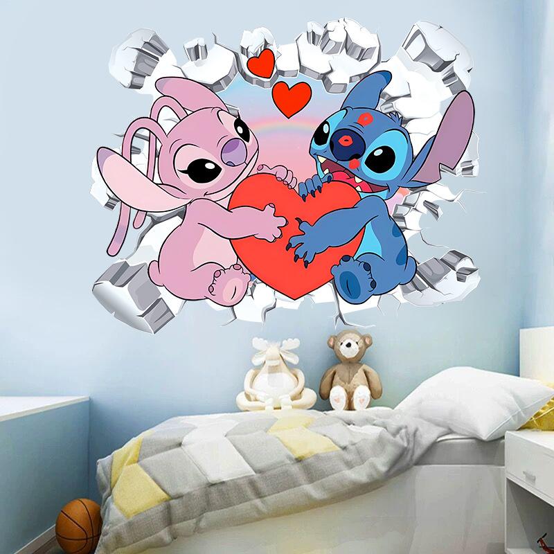 Giấy Dán Tường Trang Trí, Thiết Kế Hoạt Hình Stitch 3D, Tự Dính, Thích Hợp Cho Mẫu Giáo, Phòng Trẻ Em Và Phòng Ngủ, Miếng Dán Tường, Miếng Dán Tường 2