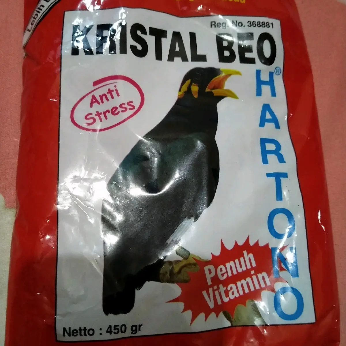 Pakan burung Kristal Beo hartono 450gr.