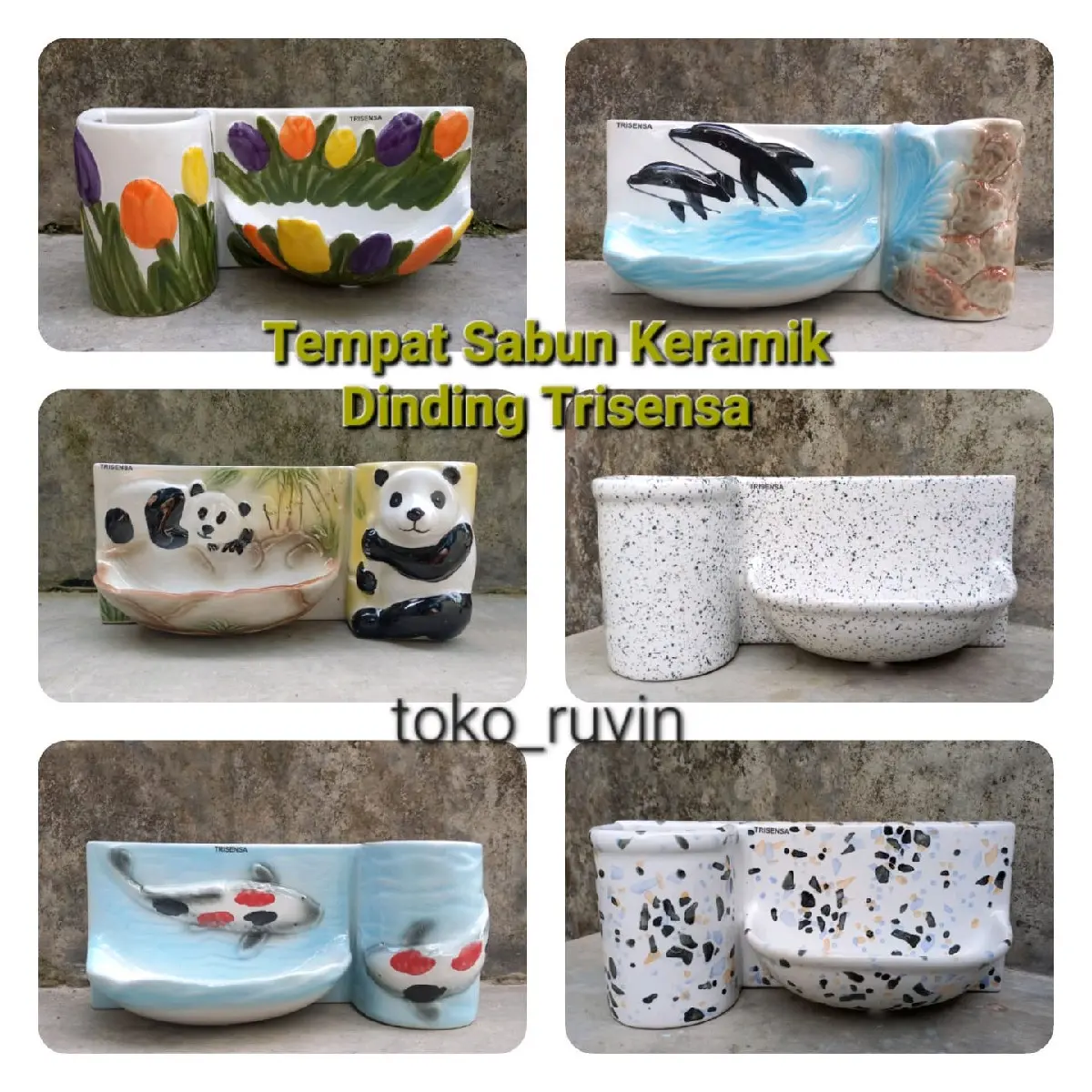 Tempat sabun karamik karakter Keramik dan tempat sikat gigi + odol