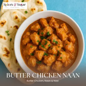 Butter Chicken Naan Paket (Lauk Siap Santap) 1 year expiry Nasi Box Ayam Mentega Roti Naan by Spice's & Sugar