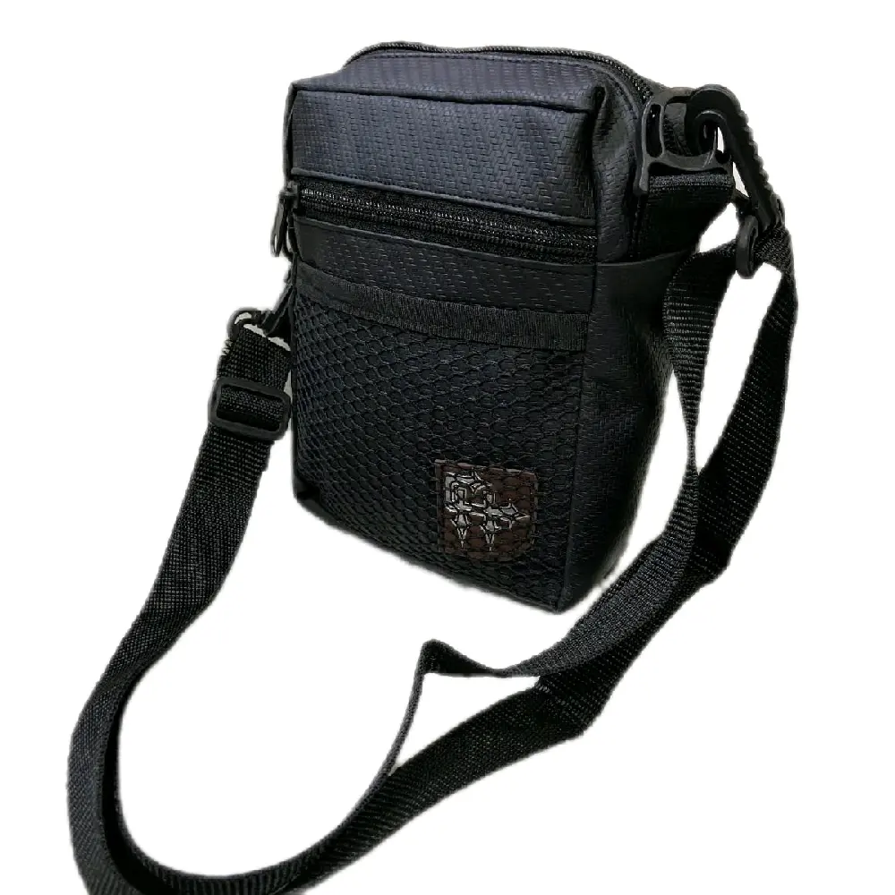 Selempang Slingbag Pria Gaul Jaring Waterproof Hitam dengan 3 Ruang