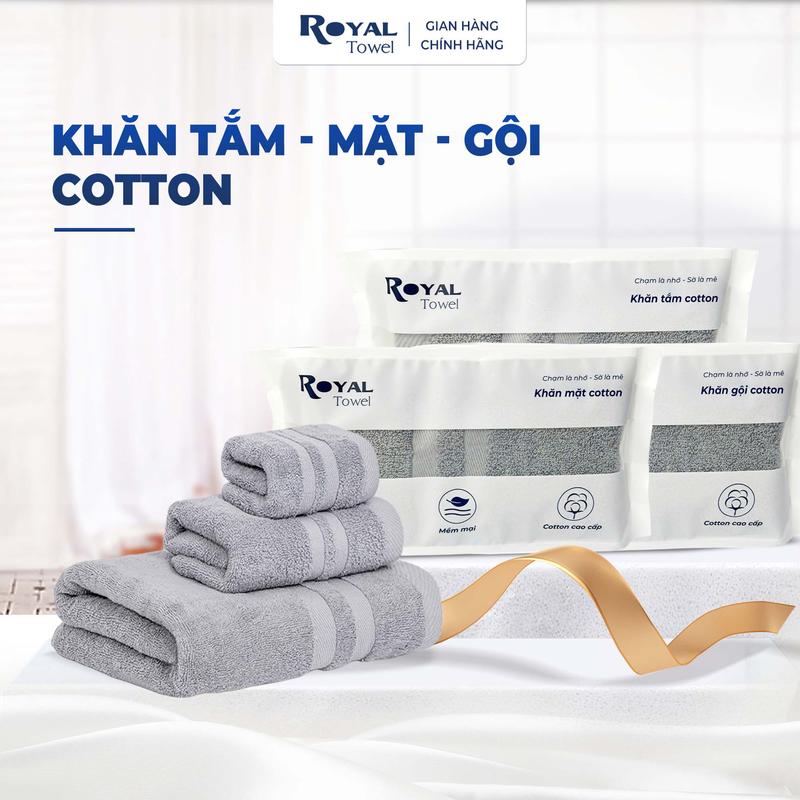Khăn Tắm Khăn Gội Đầu Khăn Lau Mặt Royal Towel sợi bông Cotton Thấm Hút Không Ra Màu Dùng Cho Gia Đình Spa Khách Sạn Nhà Tắm
