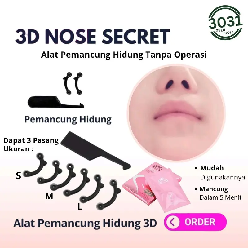 Pemancung Hidung Instan Tanpa Operasi Wajah & Nyaman digunakan Tidak Mengganggu Siklus Pernapasan kemasan Box Isi 3 Pcs 1