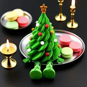 Desktop Ornament Colorful 3D Printed Christmas Tree Funny Unique Xmas Decoration Green Articulated Tabletop Decor Home