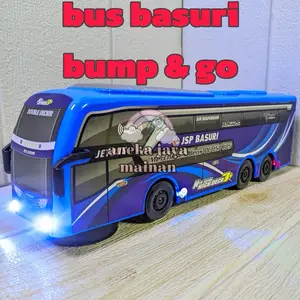 Mainan Anak Mobil Bus Basuri Bump Go Berjalan Lampu & Suara Mainan Bus Telolet Mainan Anak Laki Laki & Perempuan