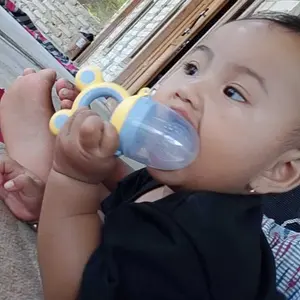 LULU BABY | Empeng/ Dot Buah Bayi Peremium Pegangan Kepala Beruang Pink Blue