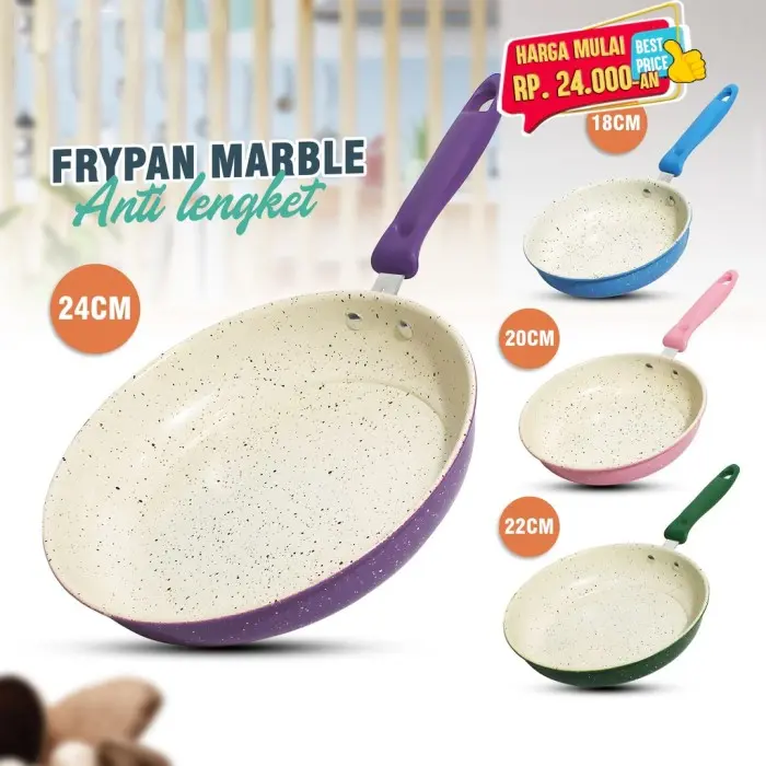 PANCI TEFLON WARNA / TEFLON ANTI LENGKET WAJAN GAGANG 18CM 20CM 22CM 24CM