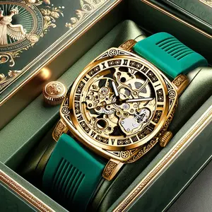 A High-end MEN'S Gold Carved Hollow Fashionable Retro Luminous