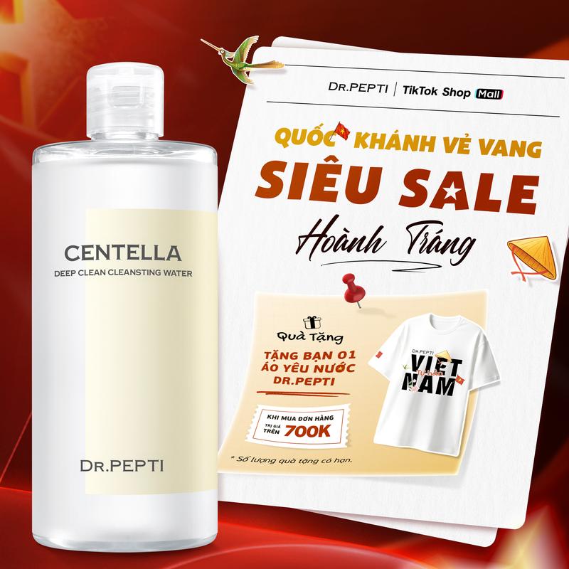 Nước Tẩy Trang Dr.Pepti Centella Deep Clean Giúp Làm Sạch Sâu Và Phục Hồi Làn Da Dành Cho Mọi Làn Da, Da Dầu Mụn, Da Khô, Da Thường 400ml