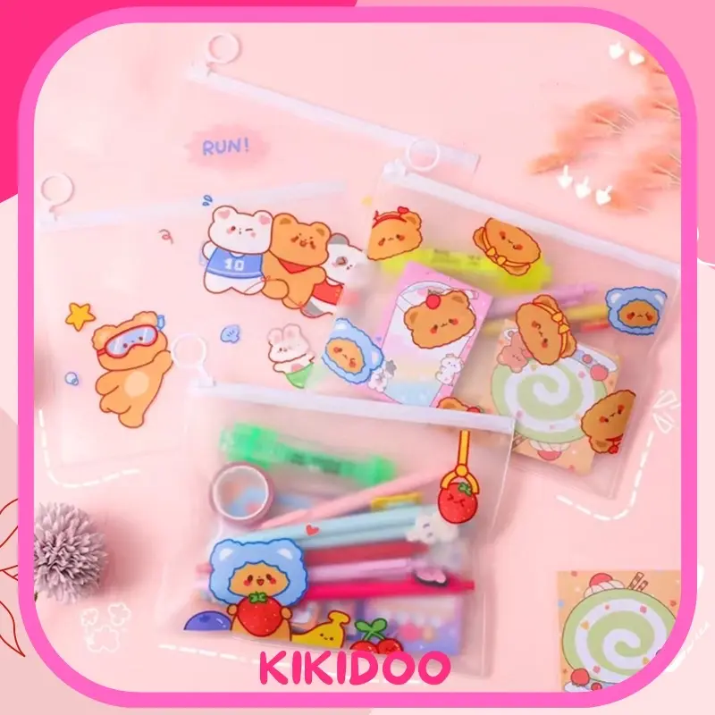 Kikidoo Zipper Bag Tempat Pensil Serbaguna Lucu Karakter Ins Kawaii RT72