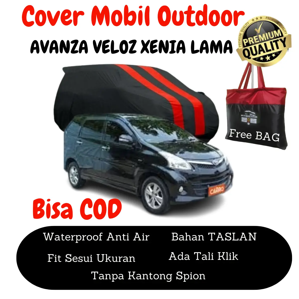 Sarung mobil AVANZA XENIA VELOZ LAMA bahan TASLAN  cover penutup mobil selimut mobil  Waterproof anti air Proteksi Sinar U.V Matahari Car