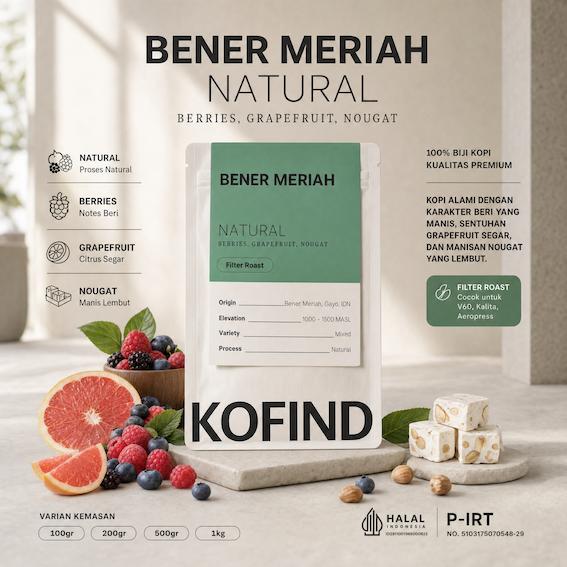 Gambar Kopi Arabika Gayo Bener Meriah Natural 200gr Specialty Coffee Filter Roast Fruity Berries Grapefruit V60 KOFIND dari KOFIND Coffee co. Kota Surabaya Tokopedia
