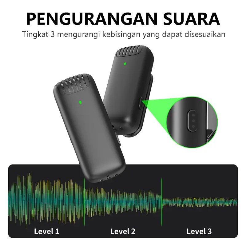 Topspot Mikrofon lavalier mini dengan casing pelindung dan pengisi daya, mikrofon nirkabel portabel plug-and-play,ponsel pintar/komputer/kamera Android, siaran langsung video pendek , mengisi daya ponsel Anda saat merekam Mic Microphone Wireless Bluetooth 1