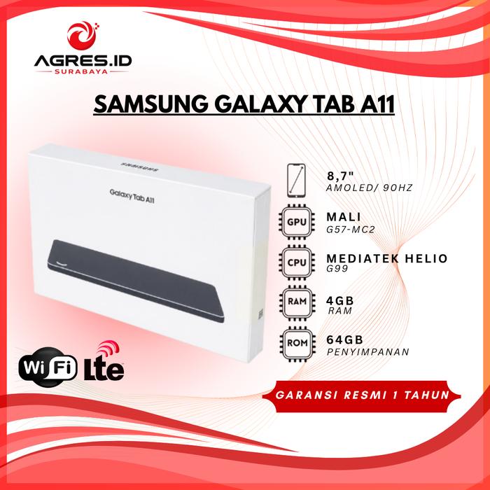Gambar SAMSUNG GALAXY TAB A11 4GB 64GB LTE GRAY - GARANSI RESMI SAMSUNG - LTE, + ADAPTOR 25W dari Agres ID Surabaya Kota Surabaya Tokopedia
