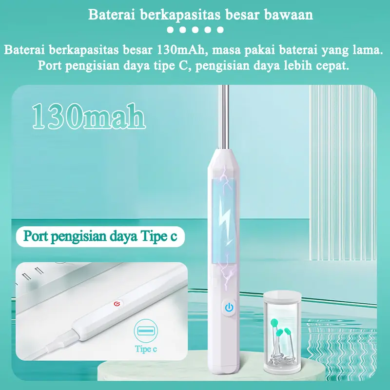 AE HD Korek Kuping Kamera Pembersih Telinga Kamera Korek Pembersih Kuping Bayi WIFI Hubungkan APP Video/Fotografi cotton  bud  telinga 6