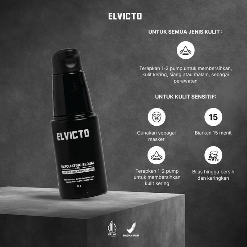 ELVICTO PAKET GENTLE EXFOLIATING | EXFO SERUM, MOISTURIZER | Paket Perawatan Pria untuk Kulit Wajah Kusam, Menghilangkan Bekas Jerawat & Exfoliasi 2