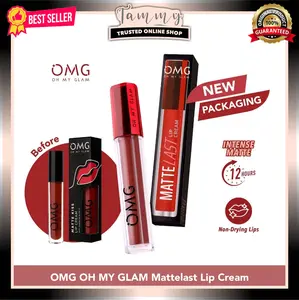 OMG OH MY GLAM Mattelast Lip Cream Matte 2.9 g - Dengan Warna Intense, Tahan Lama & Ringan Gloss Creamy Bibir Lipstik Lasting [SATUAN]