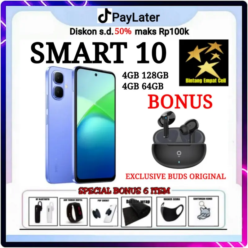 (PROMO LIVE) INFINIX SMART 10 4/128 & 4/64 GARANSI RESMI