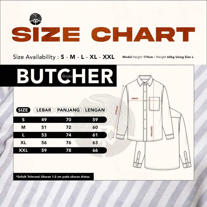 Product Introduction of Kemeja Pria Garis WOODCUTTER Basic Butcher Stripe - Brown Lengan Panjang 0