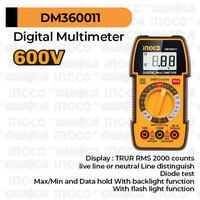Gambar (FREE POUCH) Digital Multimeter (600V) INGCO DM360011 Alat Pengukur Tegangan AC DC Amper Multi Multimeter Otomatis Baterai dari INGCO Tools by GUNKA Kab. Karawang 2 Tokopedia