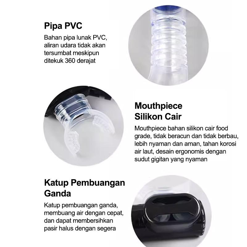 Kacamata Snorkeling / Renang Anti Kabut - Kaca Tempered HD, Perlengkapan Selam untuk Pemula & Profesional, Termasuk Snorkel