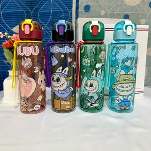 Botol Minum Viral Labubu V2 600ml Bpa Free Botol Minum Anak Anak Karakter Tali Tenteng Bottles Water Kitchenware